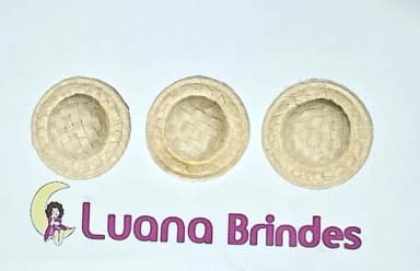 Mini Chapéu de Palha Creme 3,5cm Pacotes com 15 Unidades