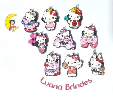 Pingente Hello Kitty Emborrachado Pacote com 9 Unidades