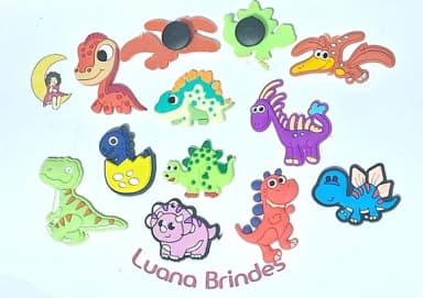Pins de Sandália Dinossauro Emborrachado Pacote com 10 Unida