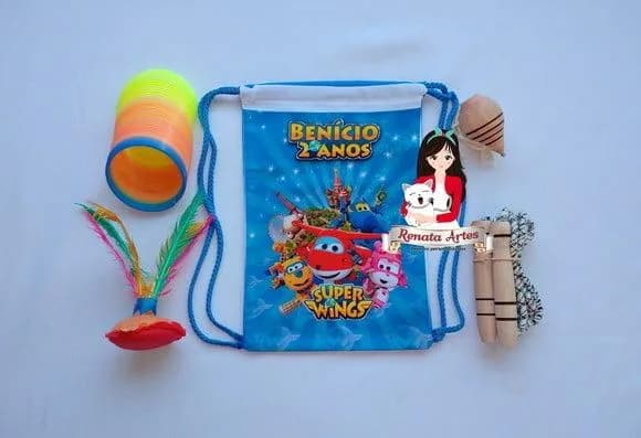 Mochila Boa Infância Personalizada Tema Super Wings Azul