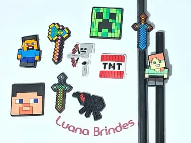 Lápis C/ponteira Minecraft Emborrachado 2,6cm 10 Unidades