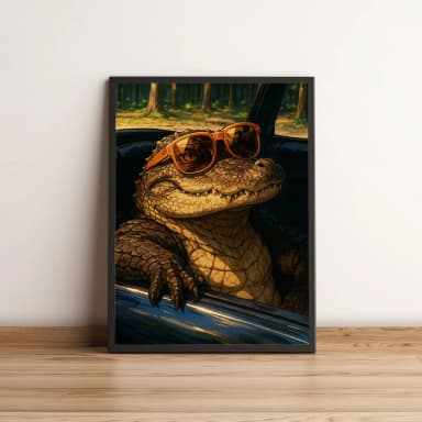 Quadro Jacaré Estiloso com Óculos Laranja 2677