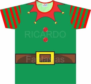 Camiseta Adulto Fantasia Ajudante de Papai Noel Elfo de Natal
