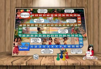 Tabuleiro Educativo Personalizado Tema Moana 2