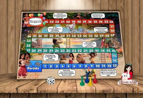 Tabuleiro Educativo Personalizado Tema Moana 2