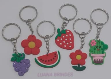 Chaveiros Frutas e Flores Variados de Borracha - 1 unid