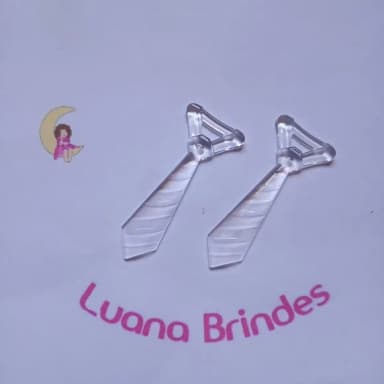 Pingente Gravatinha Transparente 5cm Pct 35 Unidades