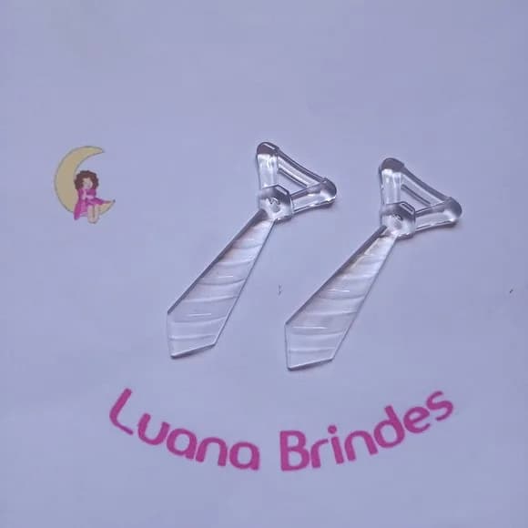 Pingente Gravatinha Transparente 5cm Pct 35 Unidades