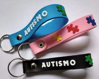 Chaveiro Autismo Colorido Emborrachado - 3 Unidades