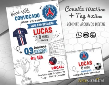 Convite Digital C/tag Ingresso Futebol Psg 3
