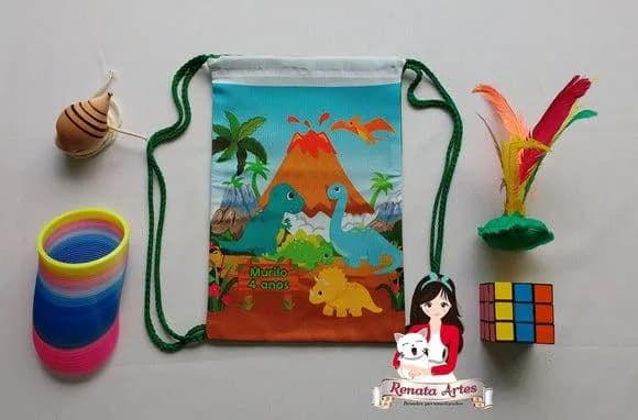 Mochila Brinquedos Retrô Tema Dinossauros Baby