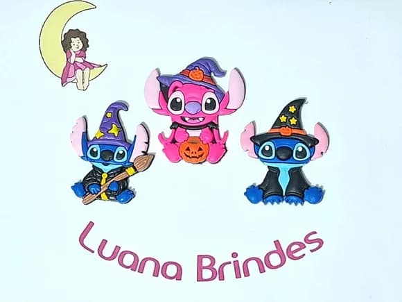 Aplique Stitch Halloween Emborrachado Pacote com 6 Unidades