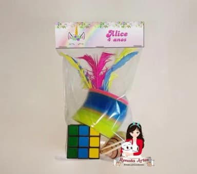 Kit Brinquedos Retrô Tema Unicórnio Rosa e Azul