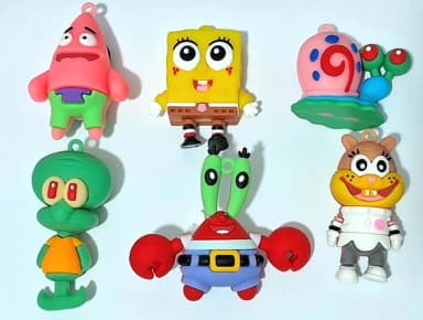 Pingente Bob Esponja 3d Pacotes com 6 Unidades