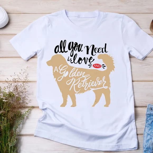 Camiseta All You Need Is Love Golden Retriever