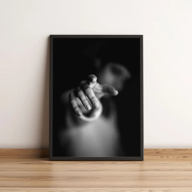 Quadro Decorativo Mão em Preto e Branco 2691