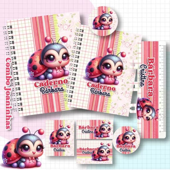 Caderno + Etiquetas + Tag Personalizada + Lápis