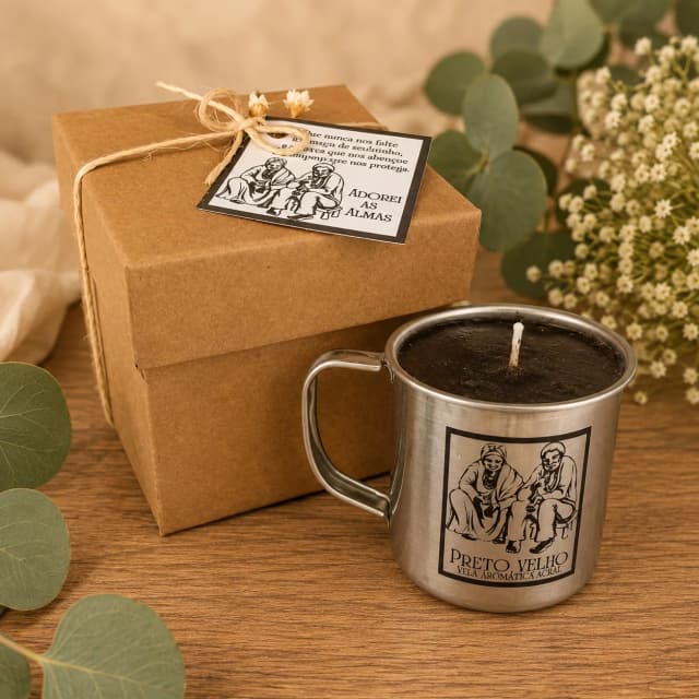 2 Unidades Vela Aromática de Café Preto Velho e Preta Velha