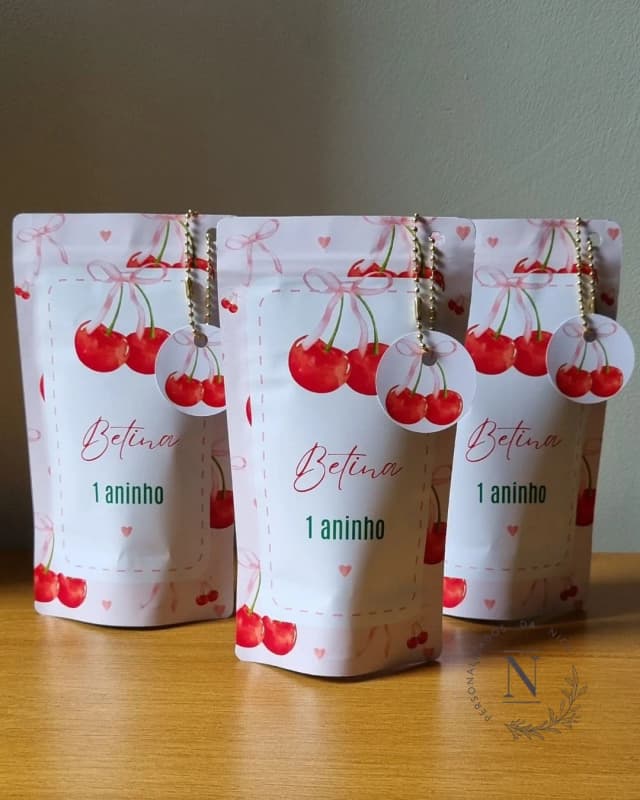 Saquinho Zip Lock 10x17 Lembrancinha Cerejinha