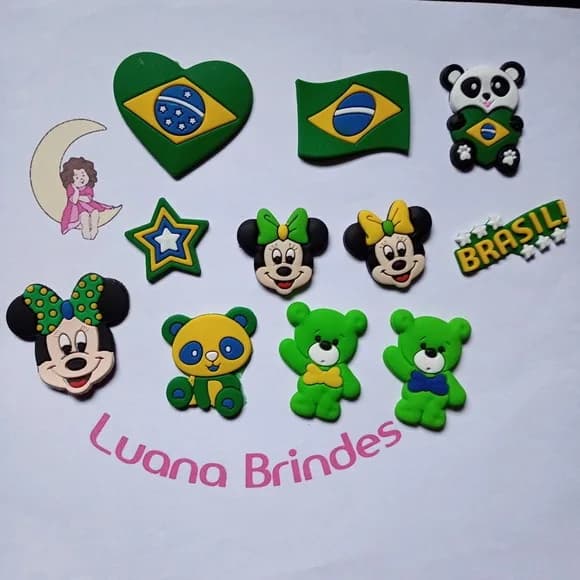 Aplique Brasil Emborrachado Pct 11 Unidades Variados