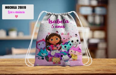 Mochilinha personalizada para lembrancinha da Casa Magica da Gabby