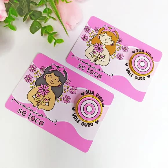 Card com Moeda de Chocolate Outubro Rosa