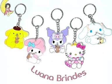 Chaveiro Turma da Hello Kitty Resina Pacote com 5 Unidades