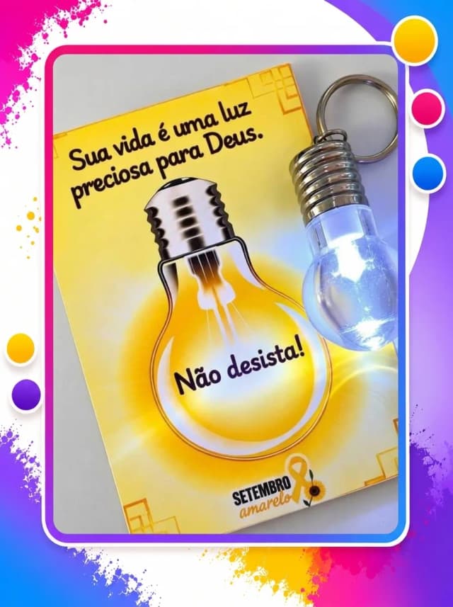 Chaveiro Lâmpada Setembro Amarelo – Lembrancinha Personalizada de Conscientização