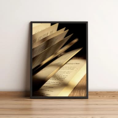 Quadro Decorativo com Livro Aberto e Páginas Douradas 2137