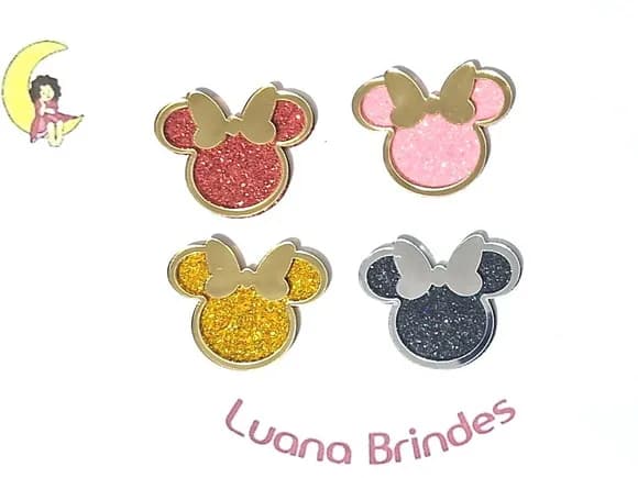 Aplique Minnie Acrílico Espelhado Pacotes com 10 Unidades