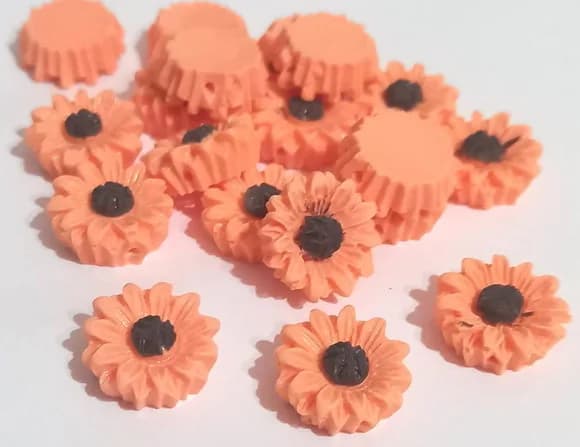 Apliques Girassol Laranja com Furo Passante - 10 Peças