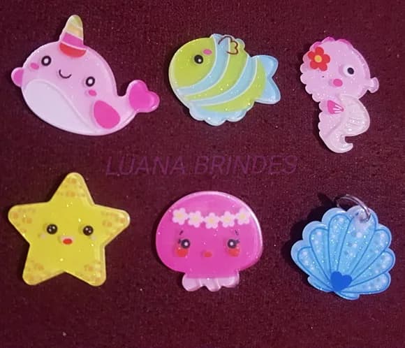 Apliques variados Fundo mar em Resina - pct c/10 unid