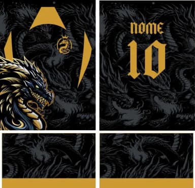 Arte Vetor Camisa Interclasse Dragão Dourado Mod-101