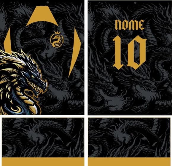 Arte Vetor Camisa Interclasse Dragão Dourado Mod-101