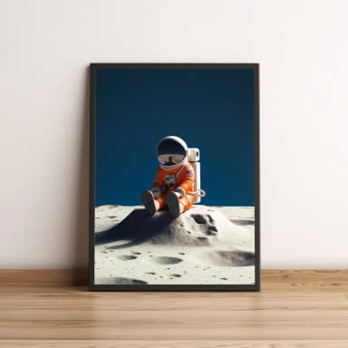 Quadro com astronauta sentado na lua divertido 2602