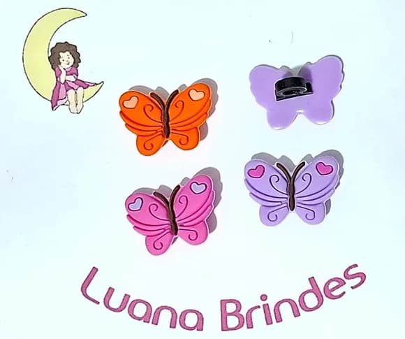 Ponteira P/lápis Borboleta Emborrachado Pacote com 6 Unidade