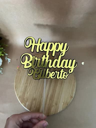 Arquivo Digital - Topo de Bolo Happy Birthday + Nome