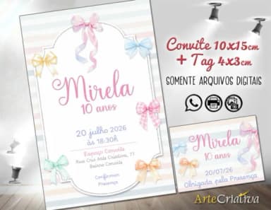 Convite Digital C/tag Menina Coquette 4