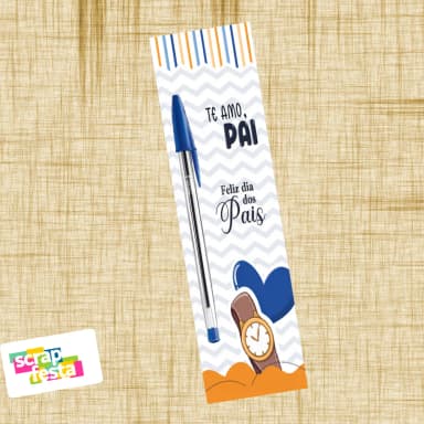 Marca Página Personalizado e Caneta Azul Dia dos Pais