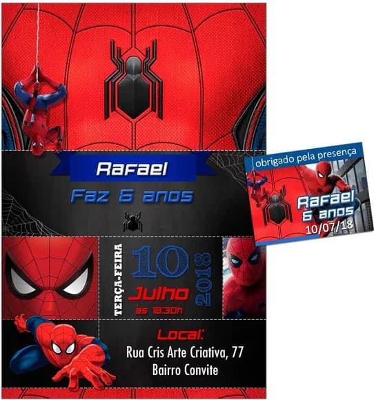 CONVITE DIGITAL C/TAG Homem Aranha chalk