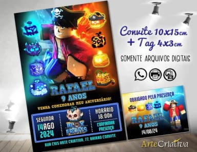 Convite Digital C/tag Blox Fruits 1
