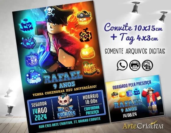 Convite Digital C/tag Blox Fruits 1
