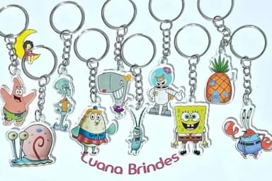 Chaveiro Bob Esponja Acrilico Impresso Pacote C/30 Unidades