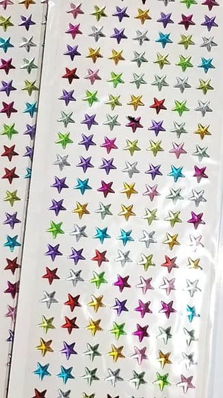Strass Adesiva Estrela para Corpo e Rosto 1 Cartela Colorida