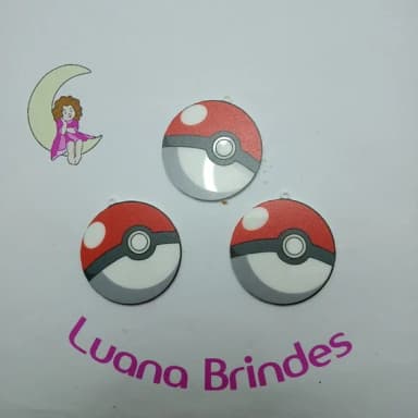 Pingente Pokebola de Acrílico UV 4cm Pct 3 Unidades