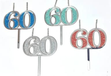 Vela 60 Anos Prata Acrílico Pavio Magico - 1 Peça