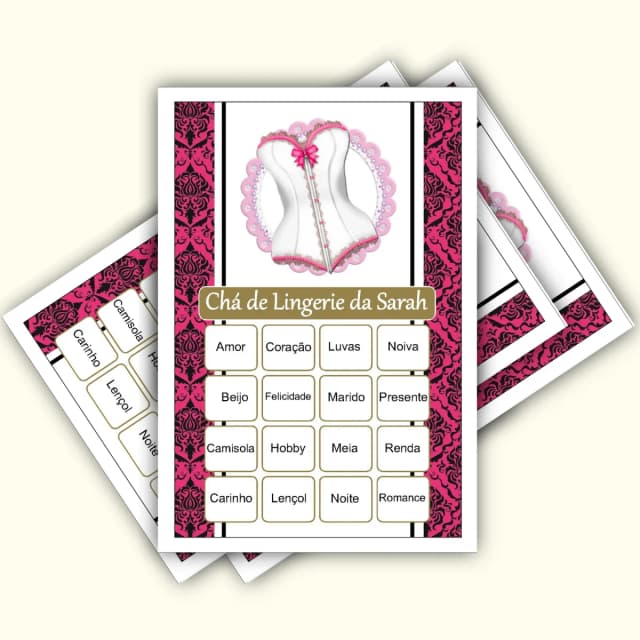 Bingo Chá de Lingerie PDF Para Imprimir