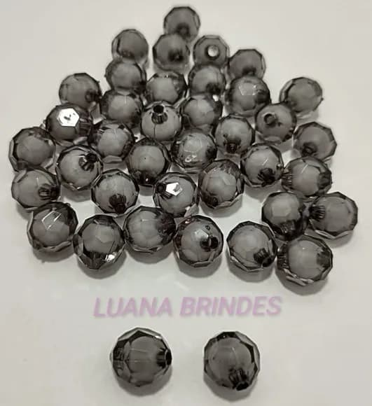 Bolinha Facetada com Miolo Preta 12mm Pct 50 Unidades