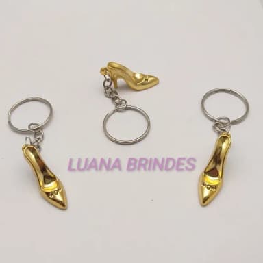 Chaveiro de Sapatinho de Abs Dourado Pct 6 Unidades