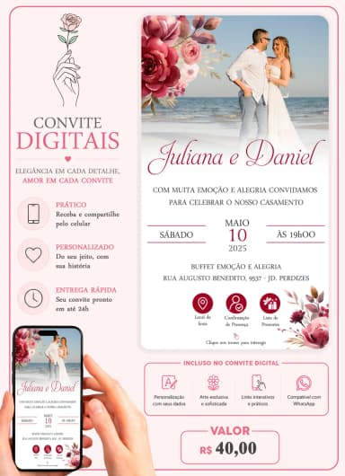 Convite de Casamento Digital